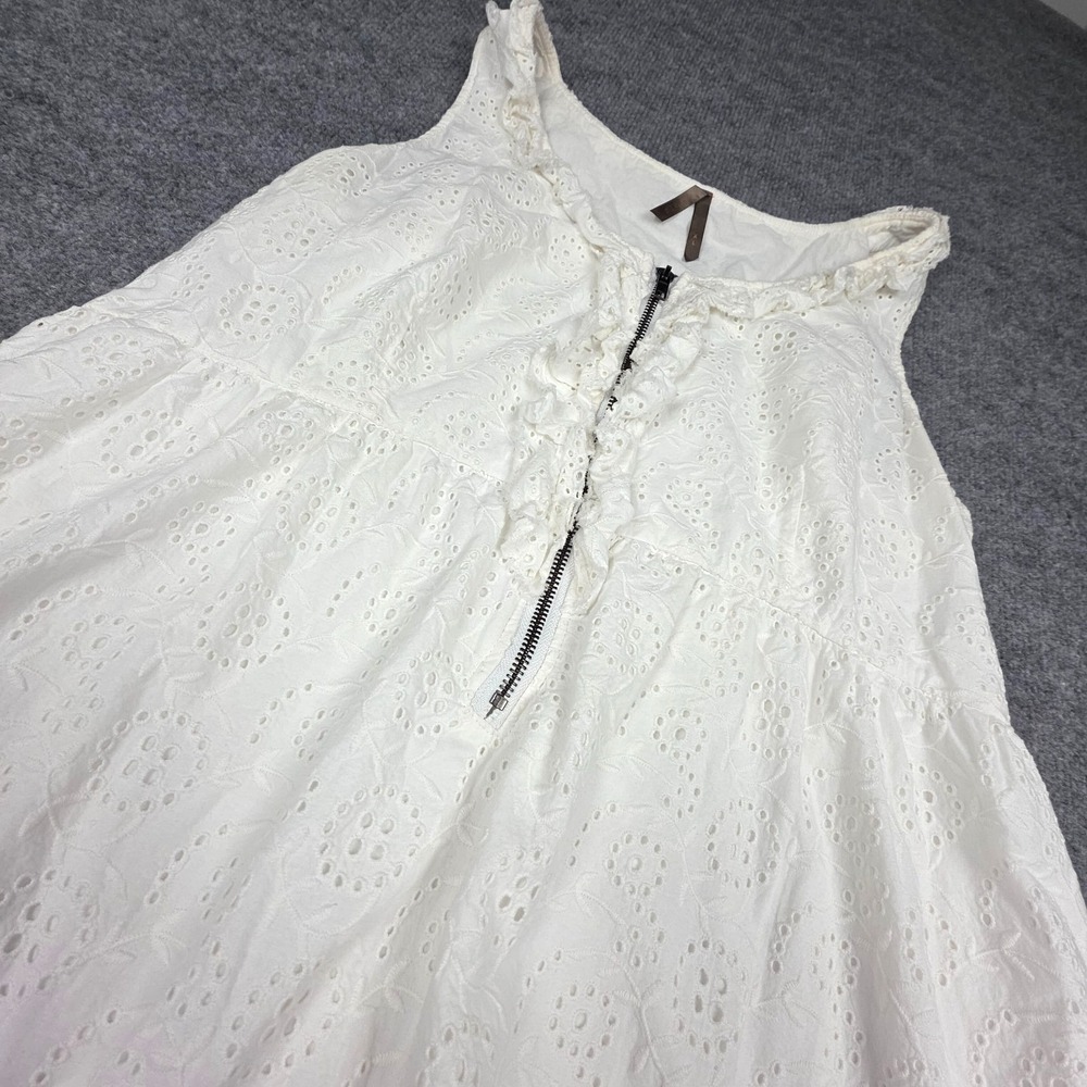 Stetson Western Dress Women XL White Sleeveless Lace Cottond Line Prarie Peasant - Picture 2 of 11
